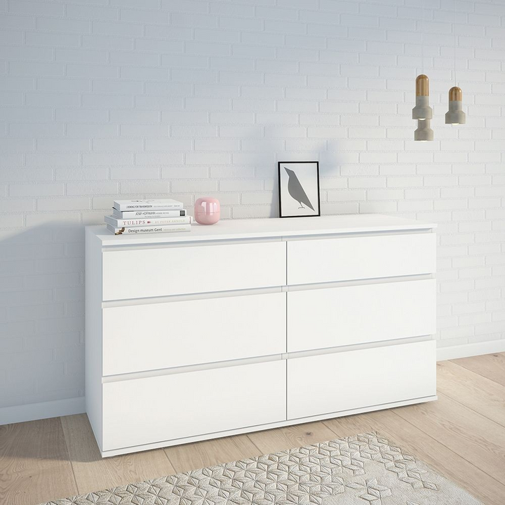 Bury Wide Chest of 6 Drawers (3+3) in White | Chest of Drawers | Drawers 