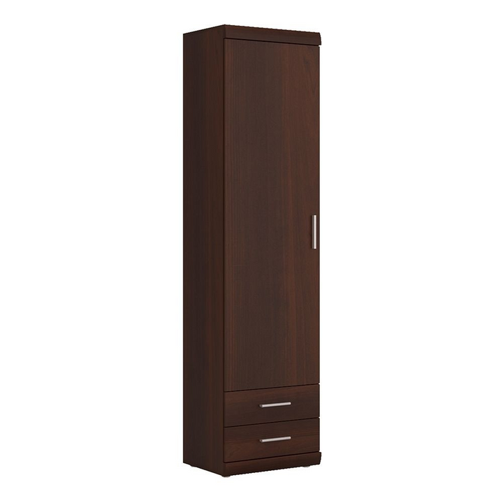 Billingham Tall 1 Door 2 Drawer Narrow Cabinet in Dark Mahogany Melamine | Dining Cabinet | Dining Cabinets