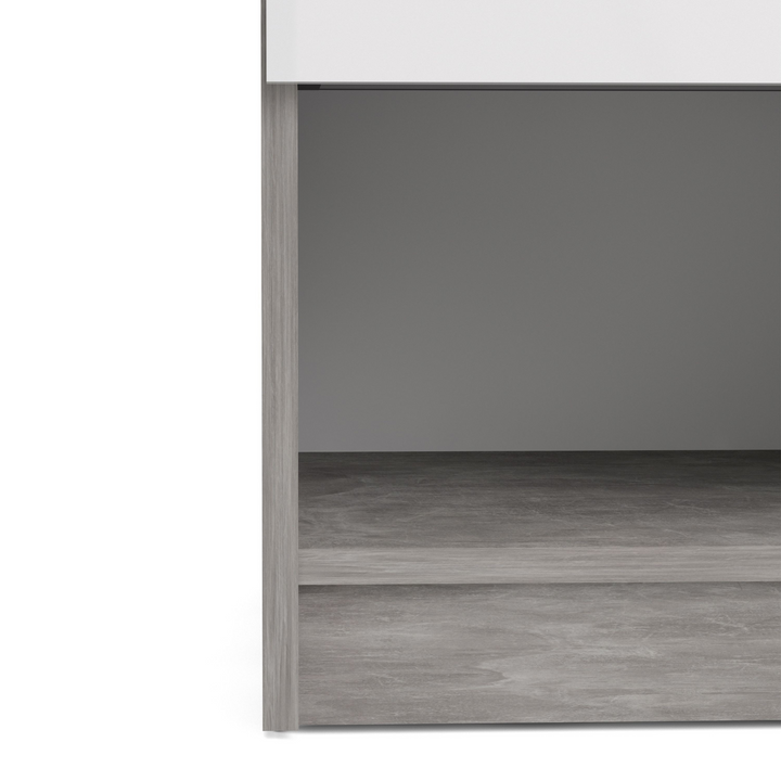 Brook Bedside 1 Drawer 1 Shelf in Concrete and White High Gloss | Bedside Cabinet | Bedside Cabinets | Bedroom Cabinet