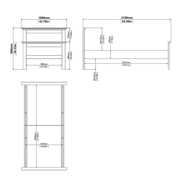 Solihull Single Bed (90 x 200) in Matt Grey | Beds | Single Bed