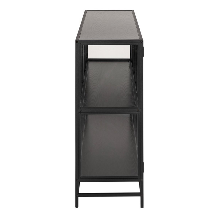 Wishaw Display Cabinet with 4 Doors and 2 Shelves in Black and Oak | Dining Cabinet | Dining Cabinets