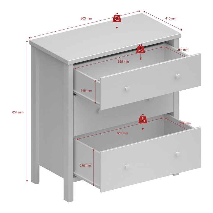 Cramlington 3 Drawer Chest Off White | Chest of Drawers | Drawers 