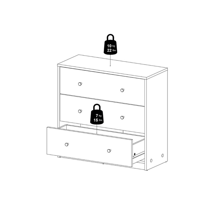 Shenley Chest of 3 Drawers in White | Chest of Drawers | Drawers 