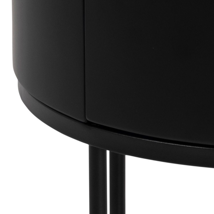 Maidstone Round Bedside Table in White and Black | Bedside Cabinet | Bedside Cabinets | Bedroom Cabinet