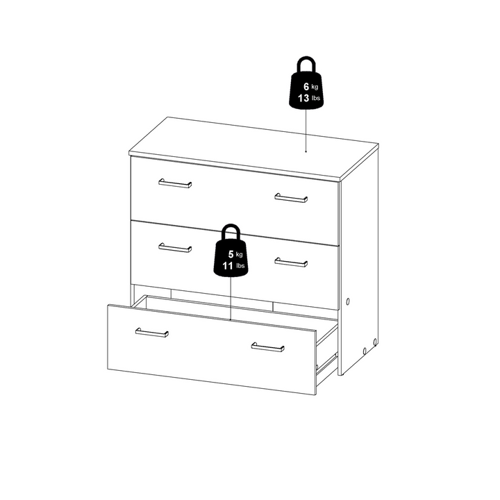 Longton Chest of 3 Drawers in White | Chest of Drawers | Drawers 