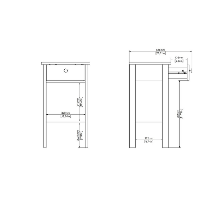 Droitwich Bedside Table with 1 Drawer in White | Bedside Cabinet | Bedside Cabinets | Bedroom Cabinet