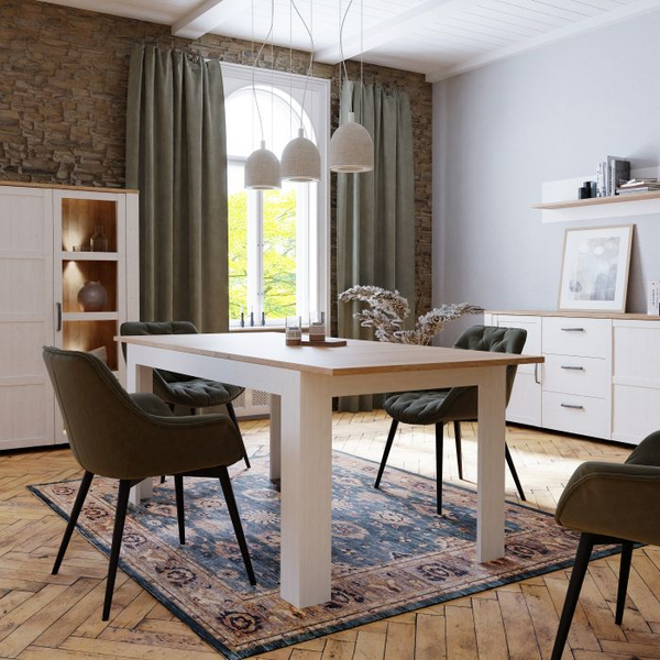 Hitchin Extending Dining Table 160-207cm in Riviera Oak/White | Dining Table