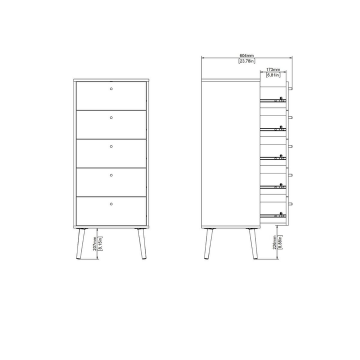 Darlaston Chest 5 Drawers White | Chest of Drawers | Drawers 