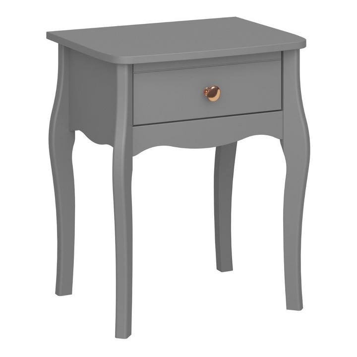 Rhyl Nightstand in Folkestone Grey with Rose Gold Colour Handles | Bedside Cabinet | Bedside Cabinets | Bedroom Cabinet