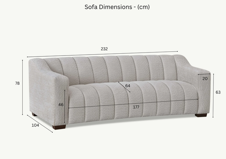 Aluxo Astoria 3 Seater Sofa in Oatmeal Boucle Fabric| Three Seater Sofa | 3 Seater Sofa | Sofas