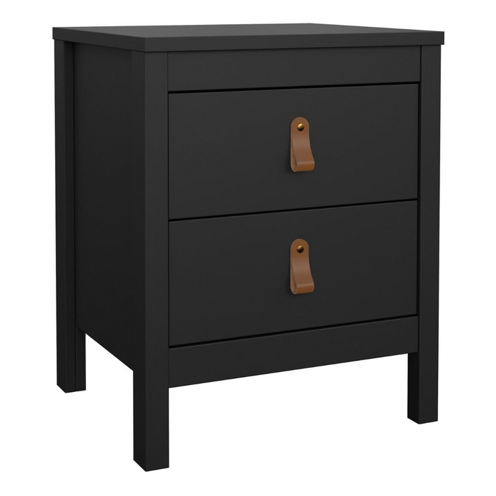 Droitwich Bedside Table 2 Drawers in Matt Black | Bedside Cabinet | Bedside Cabinets | Bedroom Cabinet