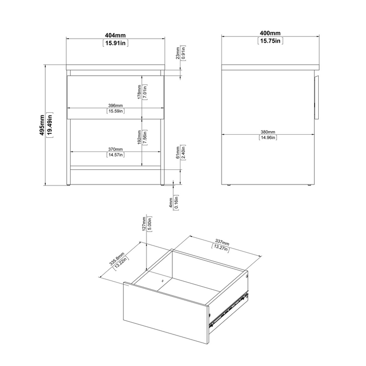 Brook Bedside 1 Drawer 1 Shelf in Jackson Hickory Oak | Bedside Cabinet | Bedside Cabinets | Bedroom Cabinet