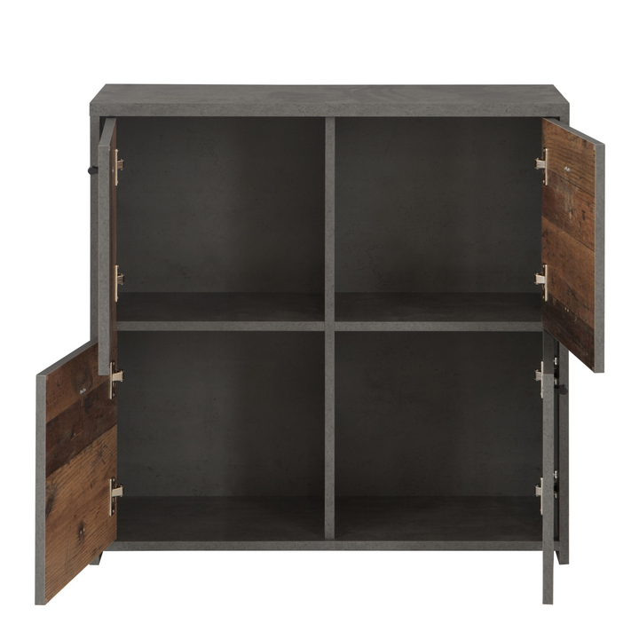 Bicester Chest Storage Cabinet with 4 Doors in Concrete Optic Dark Grey/Old - Wood Vintage | Dining Cabinet | Dining Cabinets