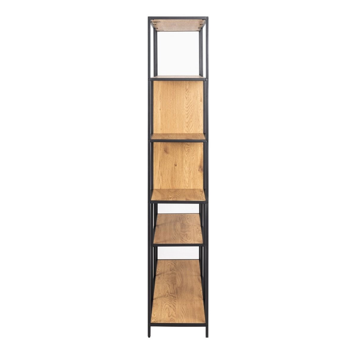 Wishaw Bookcase with 7 Shelves and Glass Front Display in Black and Oak | Dining Cabinet | Dining Cabinets