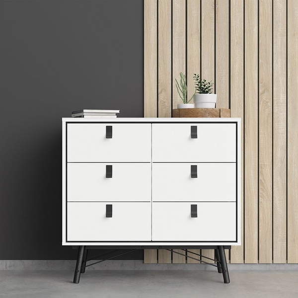 Moubray Double Chest of Drawers 6 Drawers in Matt White | Chest of Drawers | Drawers 