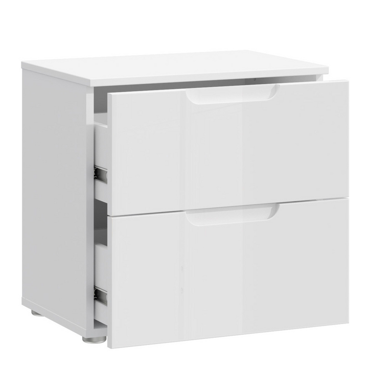 Bloxwich Bedside in White/White High Gloss | Bedside Cabinet | Bedside Cabinets | Bedroom Cabinet