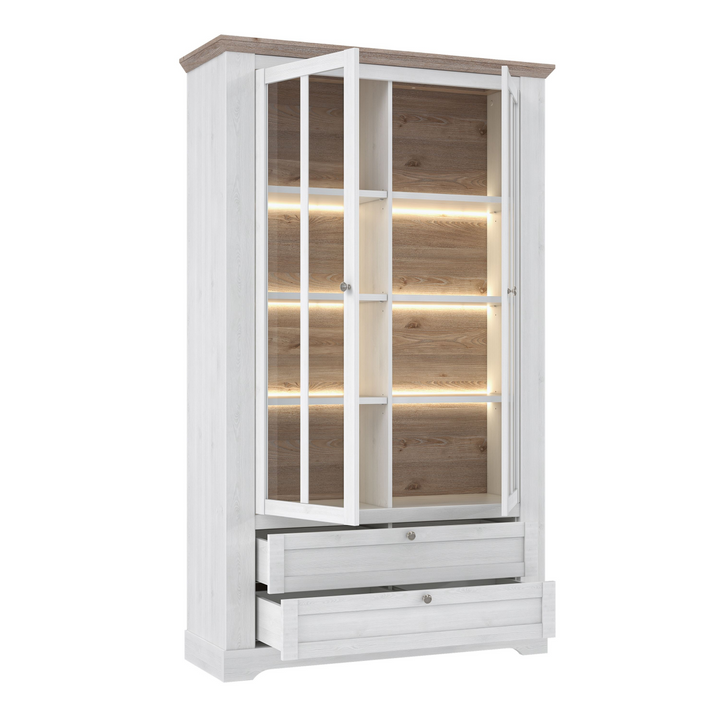 Darwen Display Cabinet in Snowy Oak/Oak Nelson | Dining Cabinet | Dining Cabinets
