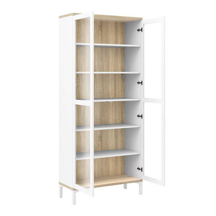 Spalding Display Cabinet Glazed 2 Doors in White and Oak | Dining Cabinet | Dining Cabinets