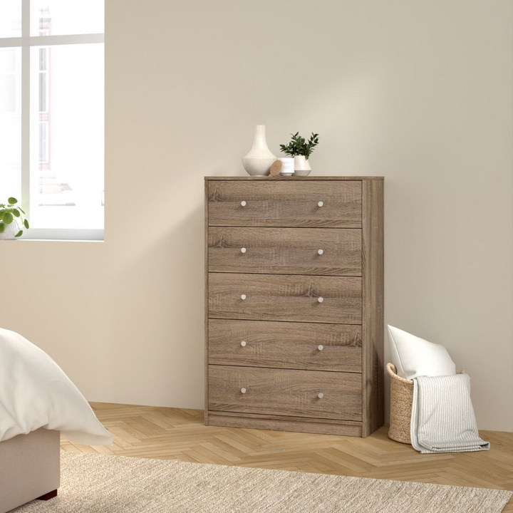 Shenley Chest of 5 Drawers in Truffle Oak | Chest of Drawers | Drawers 