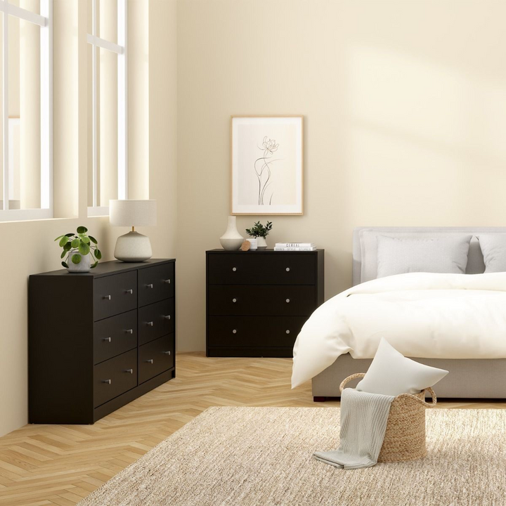 Shenley Chest of 6 Drawers (3+3) in Black | Chest of Drawers | Drawers 