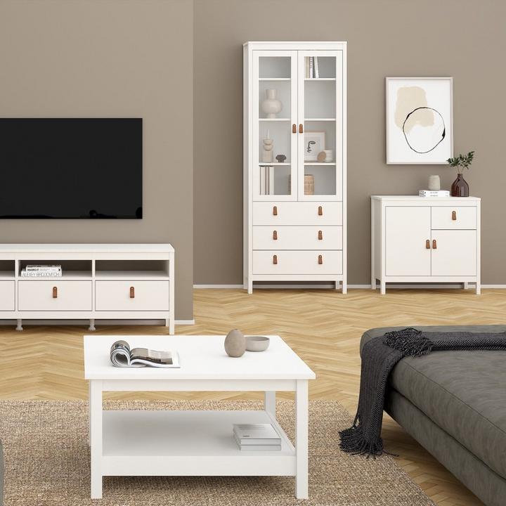 Droitwich China Cabinet 2 Glass Doors with 3 Drawers in White | Dining Cabinet | Dining Cabinets