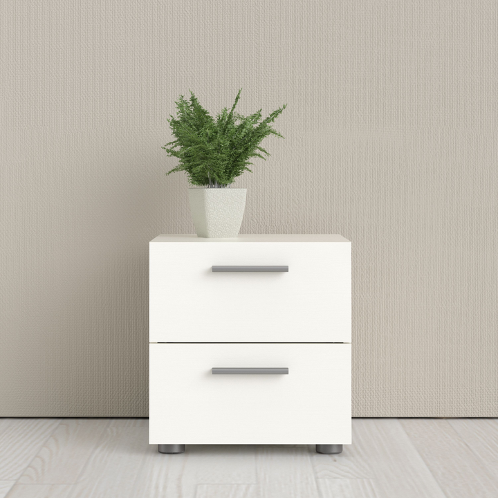 Ende Bedside 2 Drawers in White Woodgrain | Bedside Cabinet | Bedside Cabinets | Bedroom Cabinet