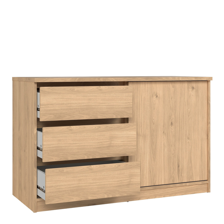 Brook Storage Unit with 1 Sliding Door and 3 Drawers in Jackson Hickory Oak | Living Room Cabinets | Living Room Cabinet