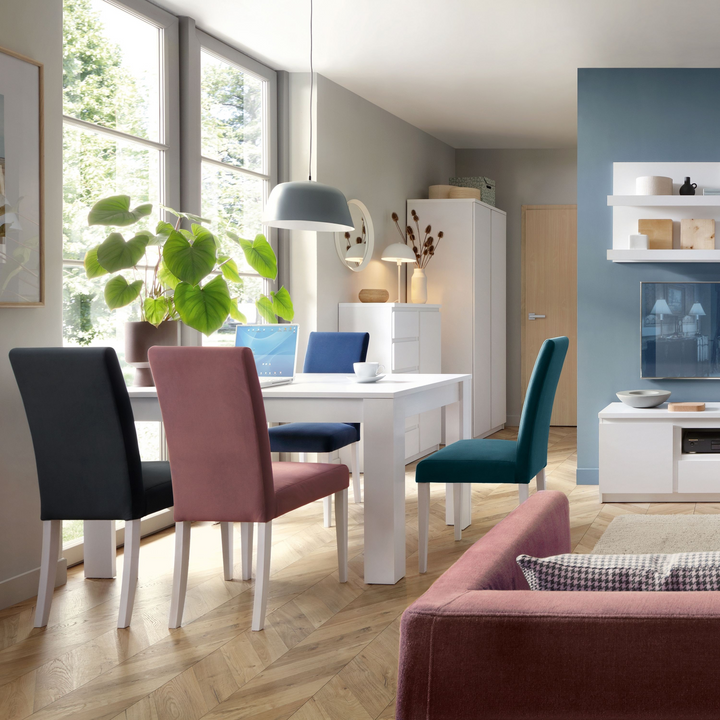 Prestwich 1 Door 5 Drawer Cabinet in White | Dining Cabinet | Dining Cabinets