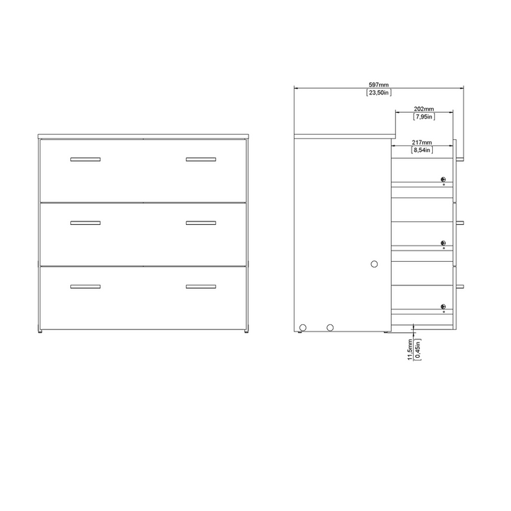 Longton Chest of 3 Drawers in White | Chest of Drawers | Drawers 