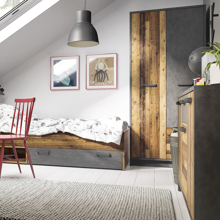 Darwen  Cabinet with 3 Doors and 1 Drawer in Walnut and Dark Matera Grey | Dining Cabinet | Dining Cabinets