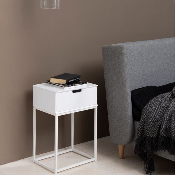 Basildon 1 Drawer Bedside Table in White | Bedside Cabinet | Bedside Cabinets | Bedroom Cabinet