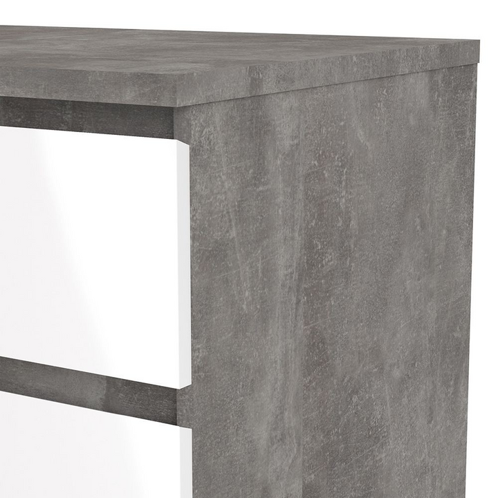 Brook Narrow Chest of 5 Drawers in Concrete and White High Gloss | Chest of Drawers | Drawers 