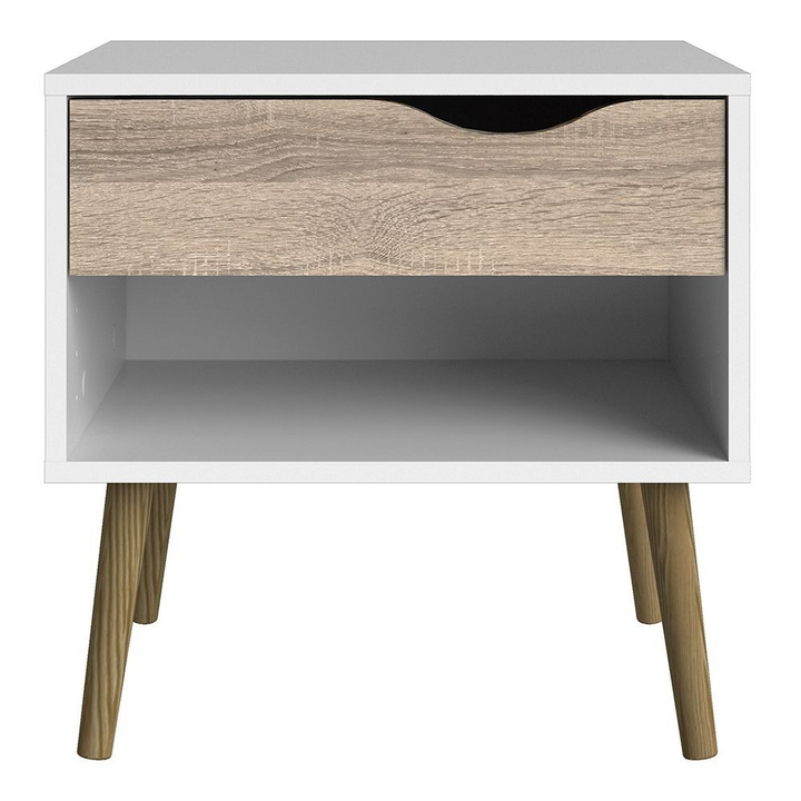 Luton Bedside 1 Drawer in White and Oak | Bedside Cabinet | Bedside Cabinets | Bedroom Cabinet