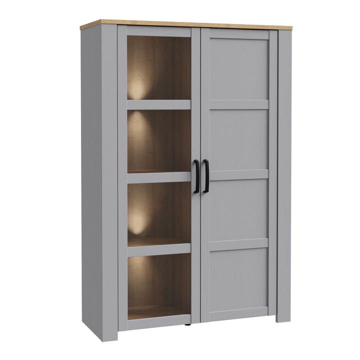 Hitchin 2 Door Display Cabinet in Riviera Oak/Grey Oak | Dining Cabinet | Dining Cabinets