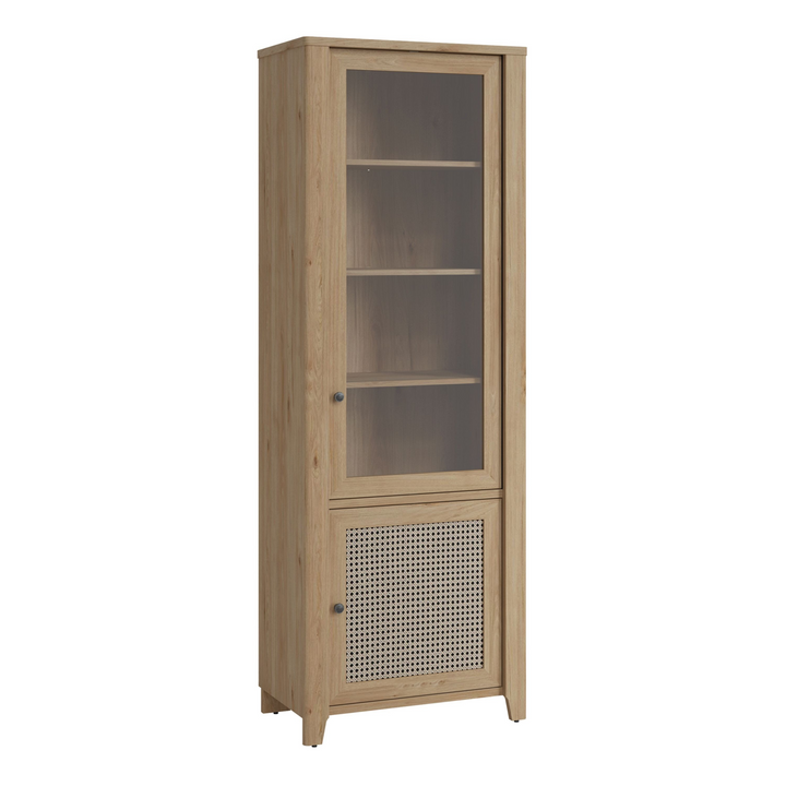 Braintree 2 Door Display Cabinet in Jackson Hickory Oak and Rattan Effect | Dining Cabinet | Dining Cabinets