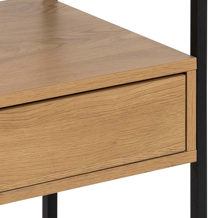 Ilford Square Bedside Table with 1 Drawer in Black and Oak | Bedside Cabinet | Bedside Cabinets | Bedroom Cabinet