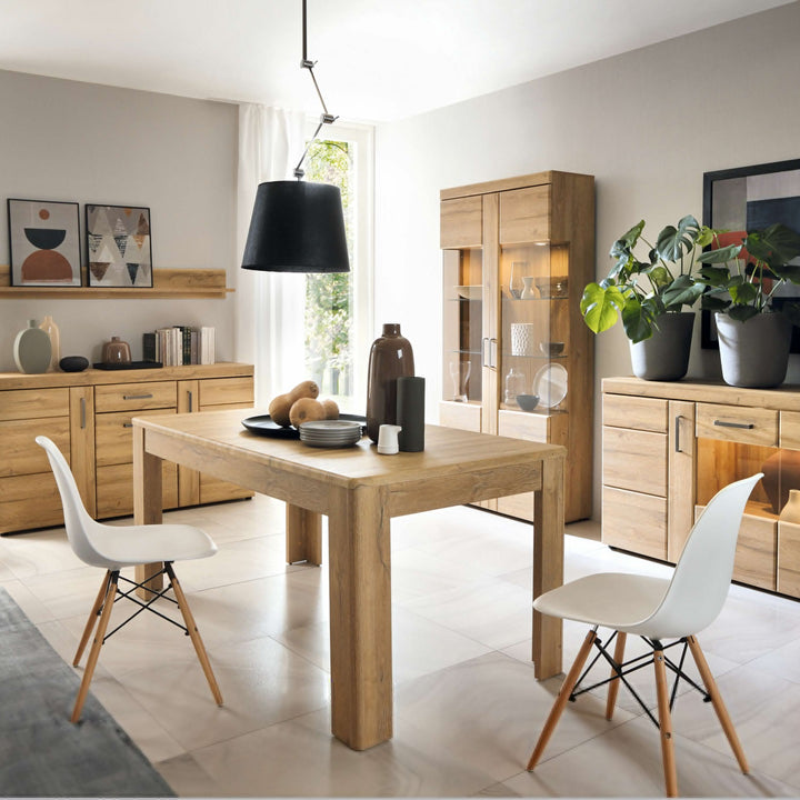 Pontypridd Tall Wide 2 Door glazed Display Cabinet in Grandson Oak | Dining Cabinet | Dining Cabinets