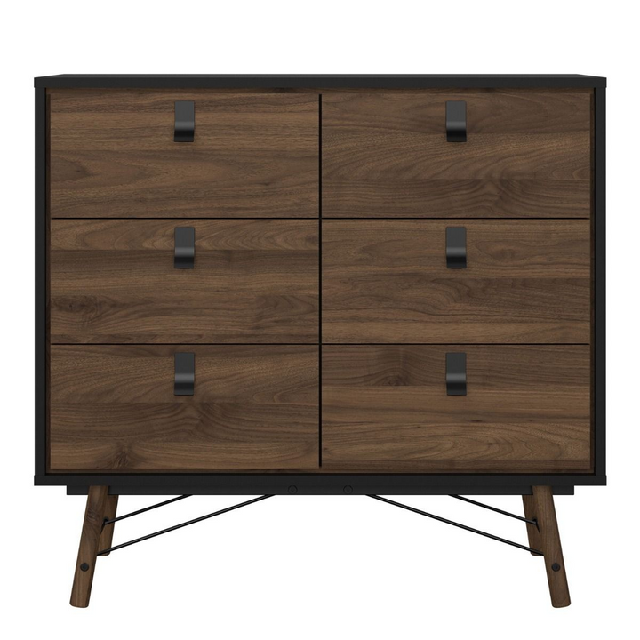 Moubray Double Chest of Drawers 6 Drawers in Matt Black Walnut | Chest of Drawers | Drawers 