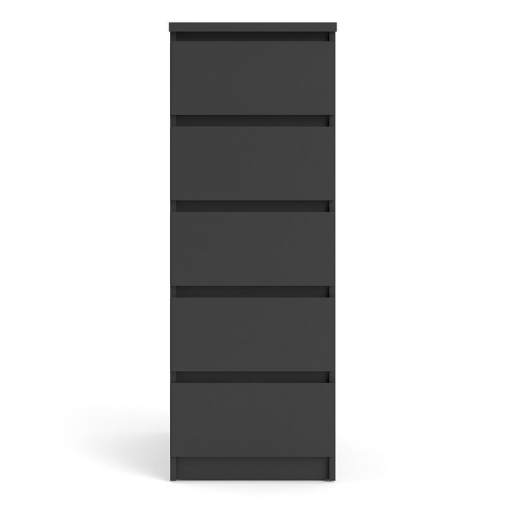 Brook Narrow Chest of 5 Drawers in Black Matt | Chest of Drawers | Drawers 