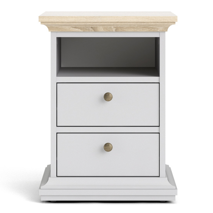 Solihull Bedside 2 Drawers in White and Oak | Bedside Cabinet | Bedside Cabinets | Bedroom Cabinet