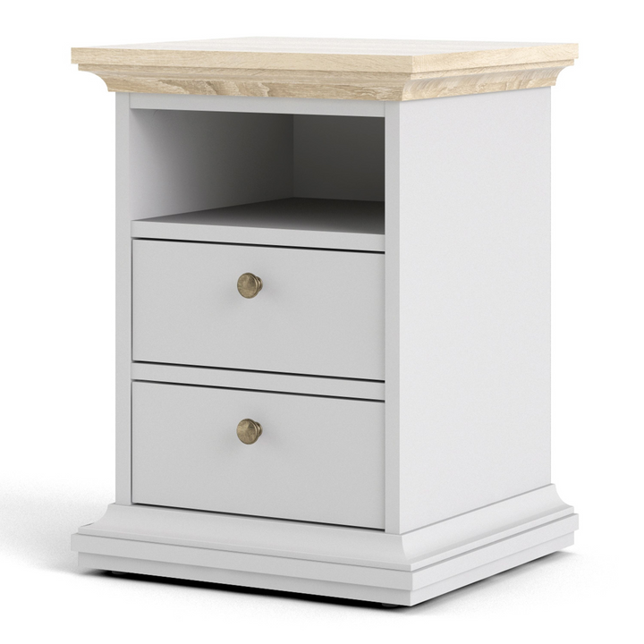 Solihull Bedside 2 Drawers in White and Oak | Bedside Cabinet | Bedside Cabinets | Bedroom Cabinet