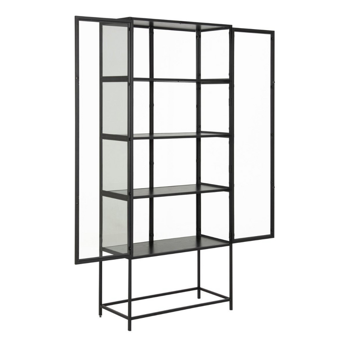 Wishaw Tall Black Metal 2 Door Display Cabinet | Dining Cabinet | Dining Cabinets