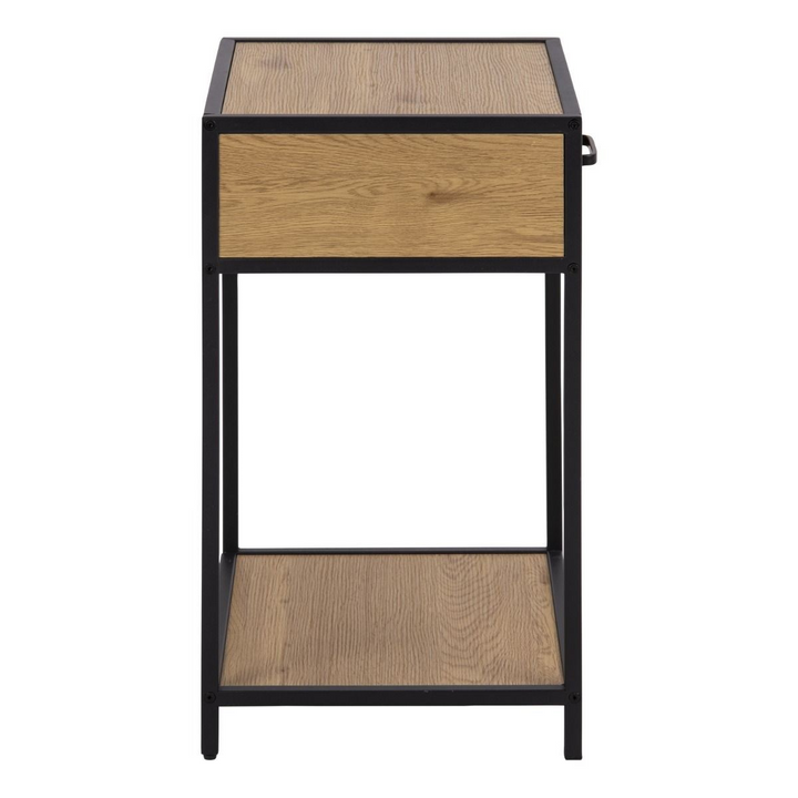 Arnold Bedside Table with 1 Drawer in Black & Oak | Bedside Cabinet | Bedside Cabinets | Bedroom Cabinet