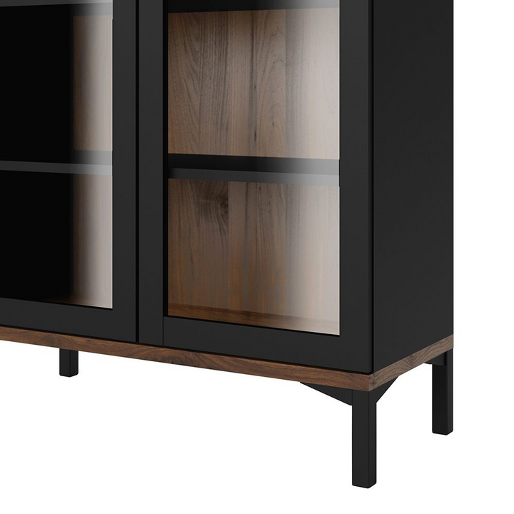 Spalding Display Cabinet Glazed 2 Doors in Black and Walnut | Dining Cabinet | Dining Cabinets