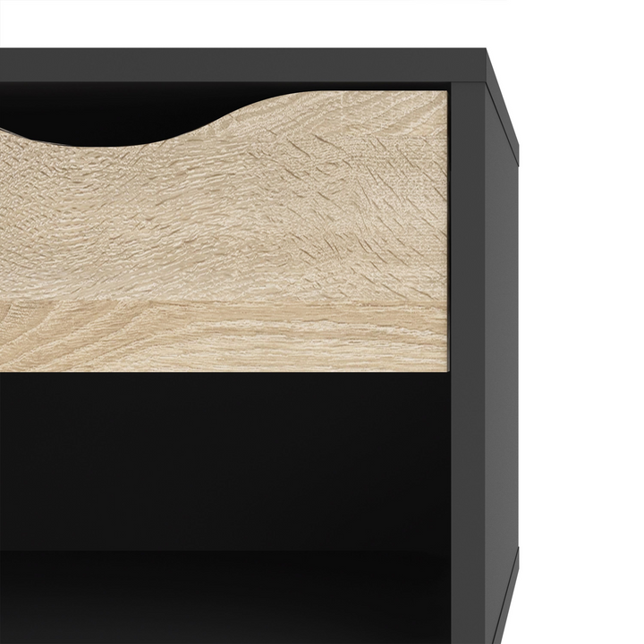 Luton Bedside 1 Drawer in Black and Oak | Bedside Cabinet | Bedside Cabinets | Bedroom Cabinet