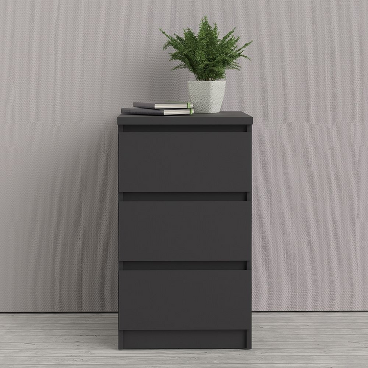 Brook Bedside 3 Drawers in Black Matt | Bedside Cabinet | Bedside Cabinets | Bedroom Cabinet