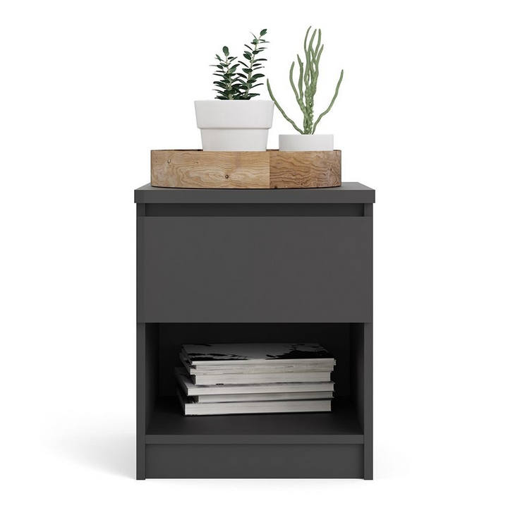 Brook Bedside 1 Drawer 1 Shelf in Black Matt | Bedside Cabinet | Bedside Cabinets | Bedroom Cabinet