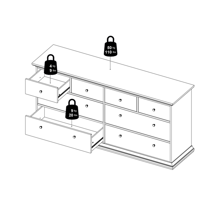 Solihull Chest of 8 Drawers in White | Chest of Drawers | Drawers 