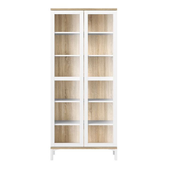 Spalding Display Cabinet Glazed 2 Doors in White and Oak | Dining Cabinet | Dining Cabinets