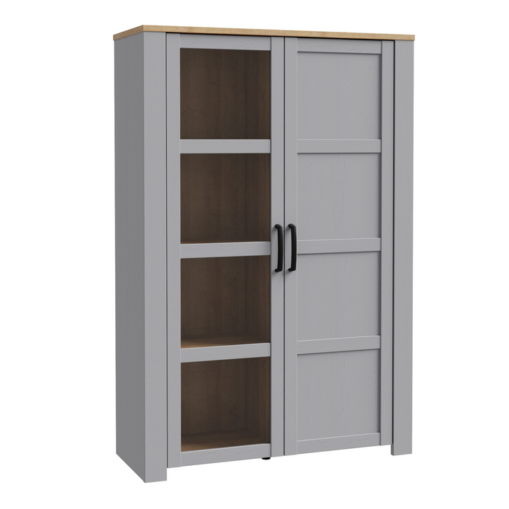 Hitchin 2 Door Display Cabinet in Riviera Oak/Grey Oak | Dining Cabinet | Dining Cabinets